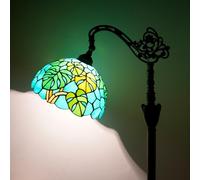 Tiffany Floor Lamp Monstera Deliciosa Stained Glass Reading Floor Lamp with Adjustable Lampshade Tiffany Style Swiss Cheese Plant Corner Standing Light for Bedroom Living Room Office (Bulb Included)