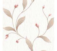 Tiffany Floral Trail Heavyweight Vinyl Wallpaper - Leaves - Silver/Beige/Cream - Belgravia 161