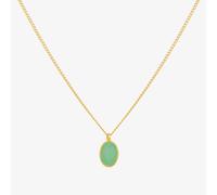 Tiffany Gemstone oval pendant necklace - 41cm / 925 sterling silver / Green onyx