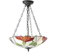 Loops Tiffany Glass 3 Light Pendant - Modern Floral Design - Dark Bronze Finish in Clear Loops Clear
