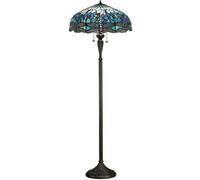 Tiffany Glass Dragonfly Floor Lamp - Dark Bronze Finish - 2 X 60W E27 Gls Led