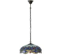 Tiffany Glass Hanging Ceiling Pendant Light Blue Dragonfly 3 Lamp Shade i00109