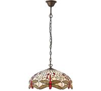 Tiffany Glass Hanging Ceiling Pendant Light Bronze Chain Dragonfly Shade i00106 Loops Clear One Size