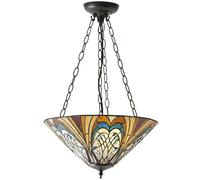 Tiffany Glass Hanging Ceiling Pendant Light Bronze Inverted Lamp Shade i00122