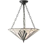 Tiffany Glass Hanging Ceiling Pendant Light Dark Bronze 3 Lamp Shade i00075