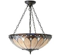Tiffany Glass Hanging Ceiling Pendant Light Dark Bronze 3 Lamp Shade i00084