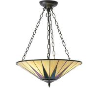 Tiffany Glass Hanging Ceiling Pendant Light Dark Bronze 3 Lamp Shade i00096