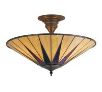 Tiffany Glass Hanging Ceiling Pendant Light Dark Bronze 3 Lamp Shade i00159