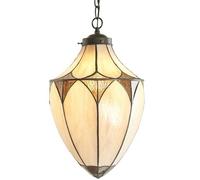 Tiffany Glass Hanging Ceiling Pendant Light Dark Bronze Cream Lamp Shade i00082