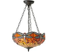 Tiffany Glass Hanging Ceiling Pendant Light Orange Dragonfly 3 Lamp Shade i00111