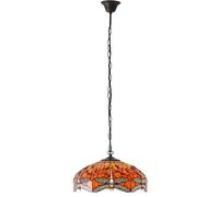 Tiffany Glass Hanging Ceiling Pendant Light Orange Dragonfly 3 Lamp Shade i00112