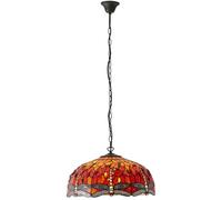 Tiffany Glass Hanging Ceiling Pendant Light Orange Dragonfly 3 Lamp Shade i00113
