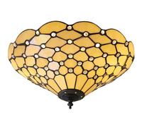 Tiffany Glass Semi Flush Ceiling Light Amber Geometric Inverted Shade i00059