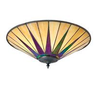 Tiffany Glass Semi Flush Ceiling Light Large Round Cream Inverted Shade i00041