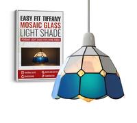 Tiffany Glass Shades,Stained Glass Lampshade, Pendant Lighting Easy Fit Shades, Elegant Ceiling Pendant Light Shade Mosaic Lamp Shade Multicolor Globe Pendant Light Shade (Style 1)