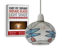Tiffany Glass Shades,Stained Glass Lampshade, Pendant Lighting Easy Fit Shades, Elegant Ceiling Pendant Light Shade Mosaic Lamp Shade Multicolor Globe Pendant Light Shade (Style 5)