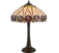 Tiffany Glass Table Lamp Light Dark Bronze & Mackintosh Red Rose Shade i00205