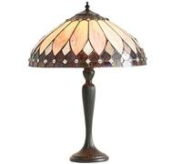 Loops Tiffany Glass Table Lamp Light Dark Bronze & Rich Cream Art Deco Shade i00178 in Clear Loops Clear