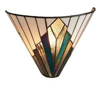 Tiffany Glass Wall Light Cream & Iridescent Black Shade Interior Sconce i00238