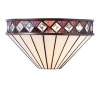Tiffany Glass Wall Light Rich Cream & Diamond Trim Shade Interior Sconce i00247