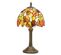 Tiffany Lamp 8 Inch Small Stained Glass Table Lamps Maple Leaf Grape Vintage Handmade Reading Desk Light for Bedside Bedroom Living Room Office Art Deco