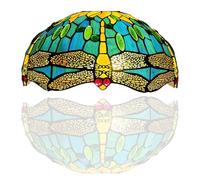 Tiffany Lamp Shade 16 inch Teal & Green Dragonfly - 3-in-1 Table or Ceiling