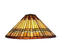 Tiffany Lamp Shade 16 Inches Wide Accessories Replacement Only Amber Brown Mission Style Stained Glass Rounded Lampshade Vintage Handmade Light Cover for Table Lamp Pendant Light Floor Lamp