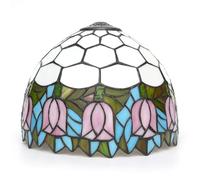 Tiffany Lamp Shade Replacement, 12 Inch Pink Tulips Stained Glass Ceiling Light Shade Vintage Style Art Deco for Table Lamps Floor Pendant Light