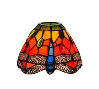 Tiffany Lamp Shade Replacement, 6 Inch Small Stained Glass Ceiling Light Shade Red Dragonflies Vintage Style Art Deco for Pendant Light Chandelier Wall Lamp