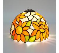 Tiffany Lamp Shade Replacement, 8 Inch Rustic Sunflowers Stained Glass Light Shade Vintage Handmade Decor Ceiling Light Shade for Table Lamp Pendant Light Wall Lamp