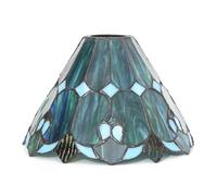 Tiffany Lamp Shade Replacement, 8 Inch Small Stained Glass Ceiling Light Shade Only Blue Umbrella Flower Vintage Style Art Deco for Pendant Light Wall Lamps Chandelier