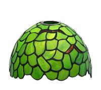 Tiffany Lamp Shade Replacement, 8 Inch Small Stained Glass Ceiling Light Shade Only Green Leaves Vintage Style Art Deco for Pendant Light Wall Lamps Chandelier