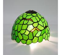Tiffany Lamp Shade Replacement, 8 Inch Small Stained Glass Ceiling Light Shade Only Green Leaves Vintage Style Art Deco for Table Lamps Pendant Light