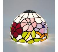 Tiffany Lamp Shade Replacement, 8 Inch Small Stained Glass Ceiling Light Shade Only Tricolour Petunia Vintage Style Art Deco for Table Lamps Pendant Light