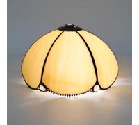 Tiffany Lamp Shade Replacement, 8 Inch Small Stained Glass Ceiling Light Shade Only Warm Pumpkin Vintage Style Art Deco for Table Lamps Pendant Light