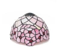 Tiffany Lamp Shade Replacement, 8 Inch Small Stained Glass Ceiling Light Shade Pink Cherry Blossom Vintage Style Art Deco for Table Lamps Pendant Light