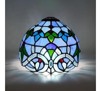 Tiffany Lamp Shade Replacement, 8 Inch Watermark Blue Baroque Stained Glass Vintage Handmade Cute Decor Ceiling Light Shade for Table Lamp Pendant Light
