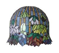 Tiffany Lamp Shade Replacement for Table Lamp Floor Lamp, Only 16 Inch Wide Stained Glass Lotus Lampshades, Vintage Red Pink Blue Yellow Green Flower Light Cover for Desk Light Pendant Light KeYJ