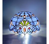 Tiffany Lamp Shade Replacement Only, 12 Inch Small Stained Glass Ceiling Light Shade Blue Baroque Vintage Style Art Deco for Pendant Light Wall Floor Lamps