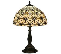 Tiffany Lamp Table Lamp Cream Stained Glass Crystal Bead Lamp Modern Simple Desk Reading Light Decor Bedside Bedroom Living Room, 12" Boho Mosaic Shade, 19" Antique Alloy Base,C Double the comfort