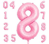 Tiffany Pink Number 8 Balloons,40 Inch Foil Balloon Birthday Party and Anniversary Decorations Supplies Helium Mylar Digital Balloons