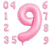 Tiffany Pink Number 9 Balloons,40 Inch Foil Balloon Birthday Party and Anniversary Decorations Supplies Helium Mylar Digital Balloons