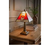 MiniSun | Tiffany Style Bronze Base and Red/White Stained Glass Aztec Table Lamp | Table Lamps, Home Décor & Improvement Essential