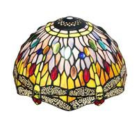Tiffany Shade Replacement 12" Colorful Beads Dragonfly Stained Glass Lamp Shade Replacement Pastoral Lamp Cover Accessories Fit for Table Lamp Pendant Light Floor Lamps