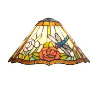 Tiffany Shade Replacement 12" Dragonfly Roses Stained Glass Lamp Shade Replacement Vintage Lamp Cover Accessories Fit for Table Lamp Pendant Light Floor Lamps
