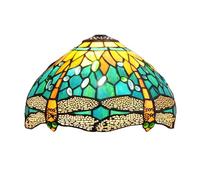Tiffany Shade Replacement 12 Inch Green Yellow Dragonfly Stained Glass Lamp Shade Replacement Retro Lamp Cover Accessories Fit for Table Lamp Pendant Light Floor Lamps