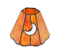 Tiffany Shade Replacement 7" Orange Moon Stained Glass Lamp Shade Creative Art Decor Large Opening Lampshades for Living Room Bedroom Restaurant