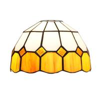 Tiffany Shade Replacement 8" Fresh Plaid Stained Glass Lamp Shade Handmade Mediterranean Lampshades Accessories Fit for Table Lamp Pendant Light Floor Lamps(Giallo)