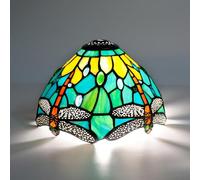 Tiffany Shade Replacement 8" Green Yellow Dragonfly Stained Glass Lamp Shade Vintage Art Decor Small Opening Lampshades for Table Lamp Chandelier Light Wall lamp Floor Lamps