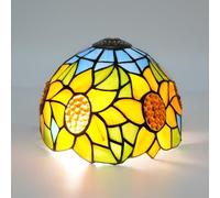 Tiffany Shade Replacement 8" Plate Beads Sunflowers Stained Glass Lamp Shade Pastoral Art Home Decor Small Opening Lampshades for Living Room Bedroom Restaurant